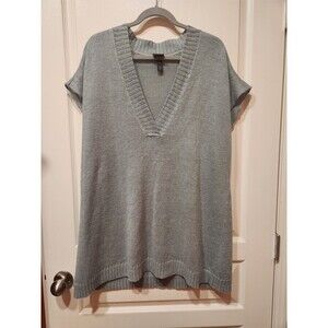 Eileen Fisher Womens Sz XL Blue V-Neck Sleeveless Knit Sweater Top 100% Hemp